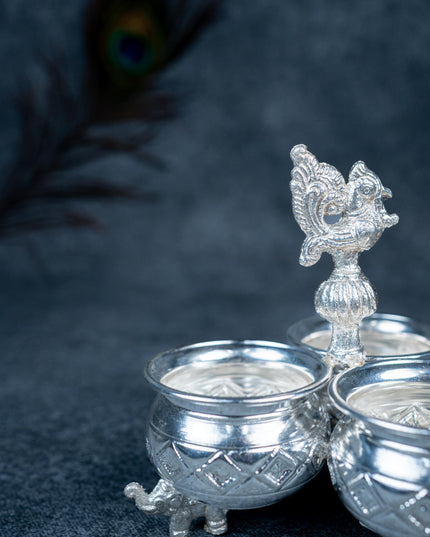 German silver 3 cups kumkum holder  - WL2249
