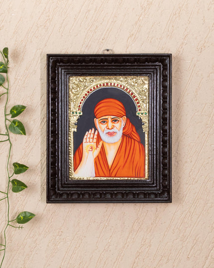 Tanjore Painting - Sai Baba - Flat (Gold Foil) - 10x8 inch - WL2341