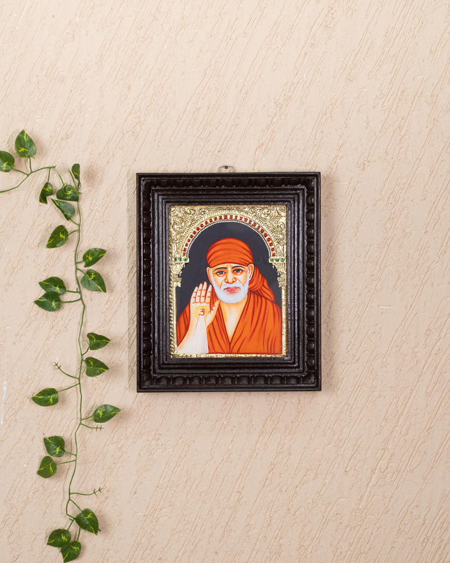 Tanjore Painting - Sai Baba - Flat (Gold Foil) - 10x8 inch - WL2341