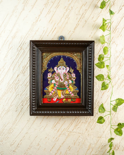Tanjore Painting - Ganesha - Flat (Gold Foil) - 10x8 inch - WL2343