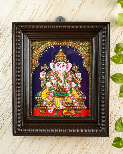Tanjore Painting - Ganesha - Flat (Gold Foil) - 10x8 inch - WL2343