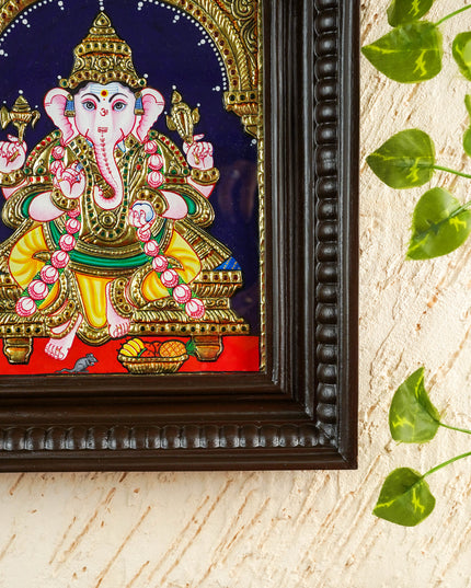 Tanjore Painting - Ganesha - Flat (Gold Foil) - 10x8 inch - WL2343