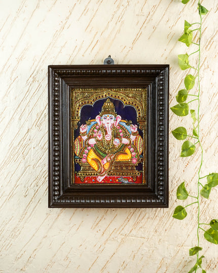 Tanjore Painting - Ganesha - Flat (Gold Foil) - 10x8 inch - WL2343