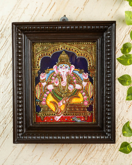 Tanjore Painting - Ganesha - Flat (Gold Foil) - 10x8 inch - WL2343