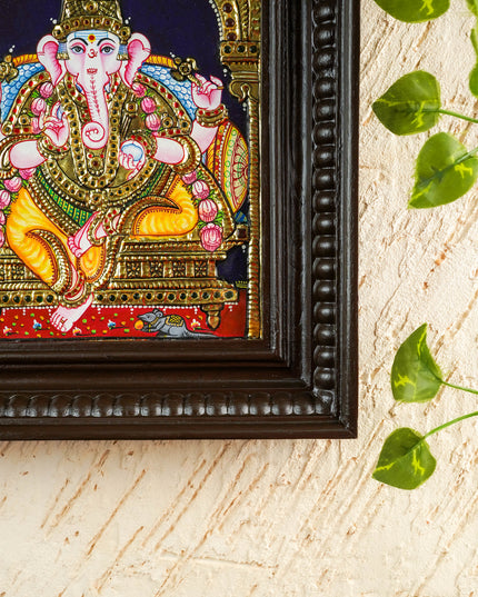 Tanjore Painting - Ganesha - Flat (Gold Foil) - 10x8 inch - WL2343