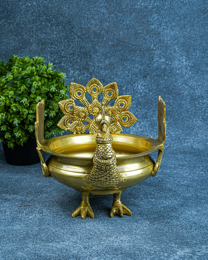 Brass Peacock Urli  - WL2400