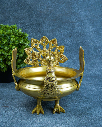 Brass Peacock Urli  - WL2400