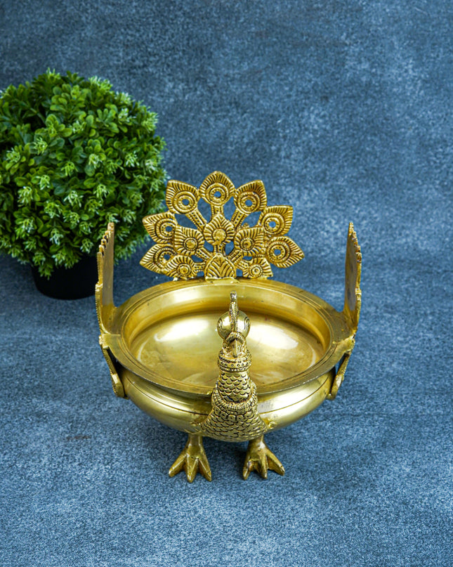 Brass Peacock Urli  - WL2400
