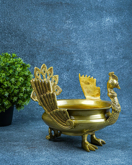 Brass Peacock Urli  - WL2400