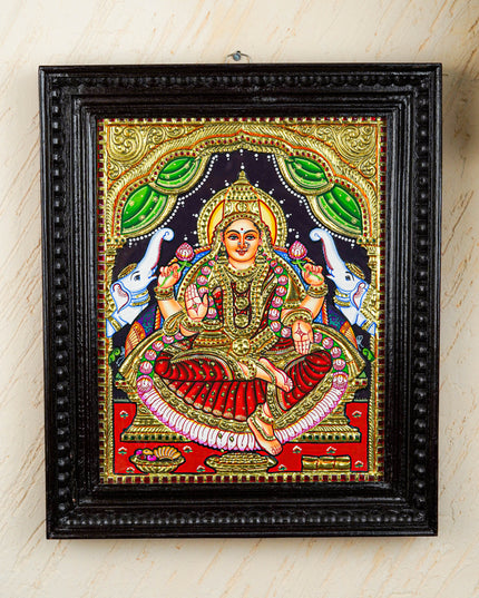Tanjore Painting - Gajalakshmi - Flat (Gold Foil) - 15x12 inch - WL2452