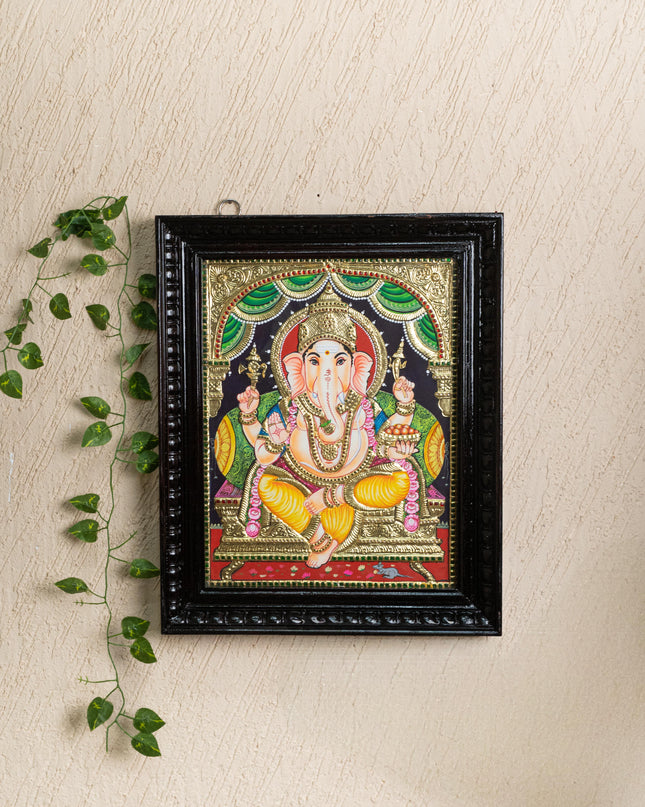 Tanjore Painting - Ganesha - Flat (Gold Foil) - 18x14 inch - WL2465