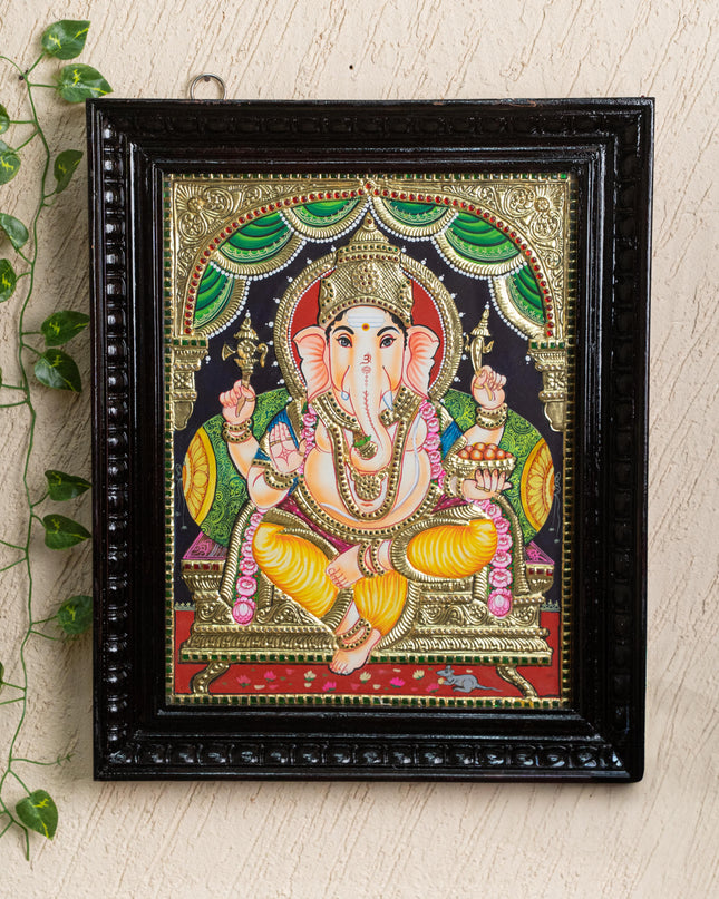 Tanjore Painting - Ganesha - Flat (Gold Foil) - 18x14 inch - WL2465
