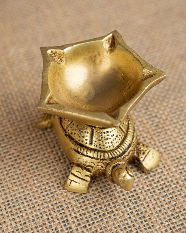 Brass Tortoise Diya - WL2541