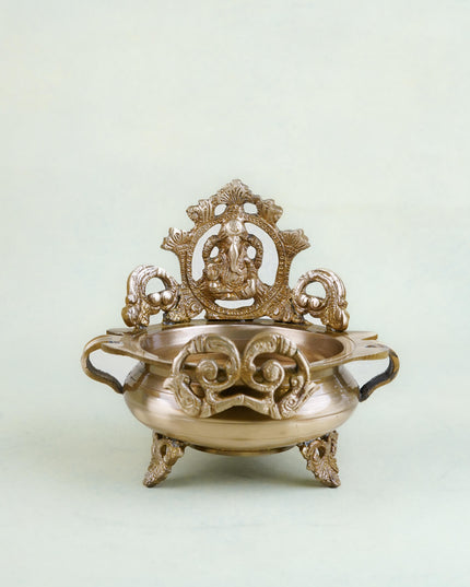 Brass Ganesha Urli with Handle - WL2725