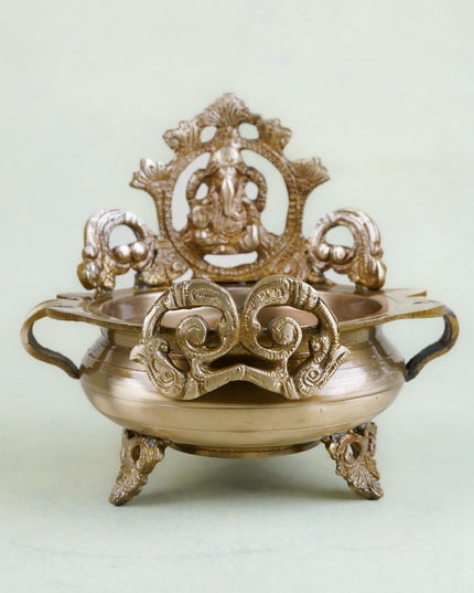Brass Ganesha Urli with Handle - WL2725
