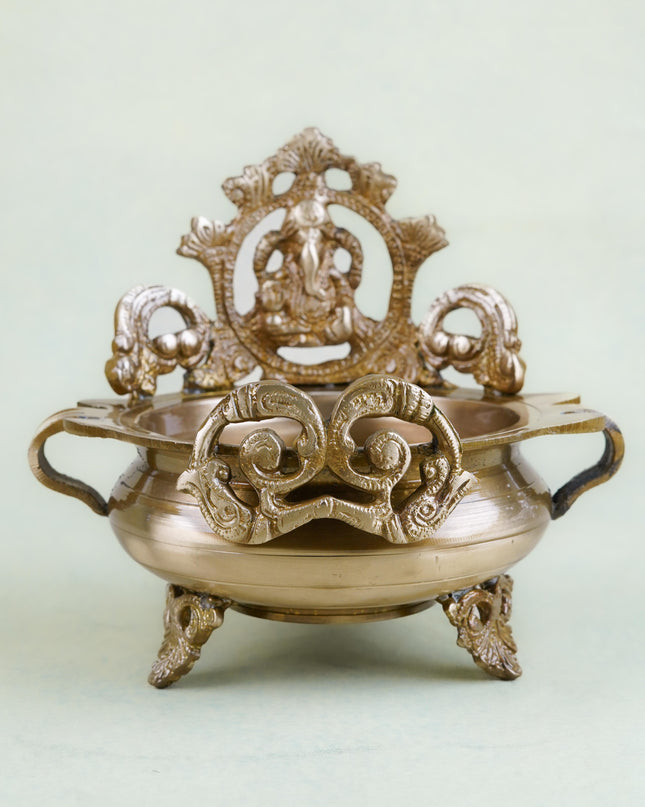 Brass Ganesha Urli with Handle - WL2725