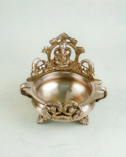 Brass Ganesha Urli with Handle - WL2725