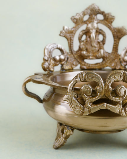 Brass Ganesha Urli with Handle - WL2725