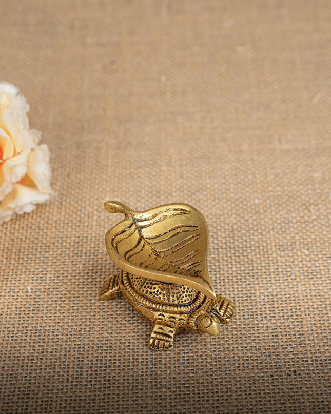 Brass Tortoise Leaf Shape Diya - WL2787