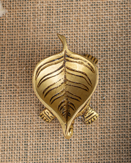 Brass Tortoise Leaf Shape Diya - WL2787