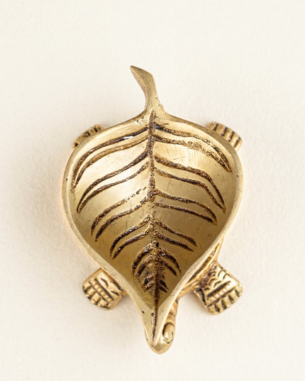Brass Tortoise Leaf Shape Diya - WL2787