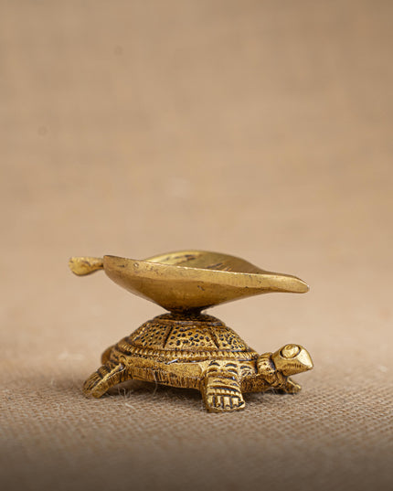 Brass Tortoise Leaf Shape Diya - WL2787