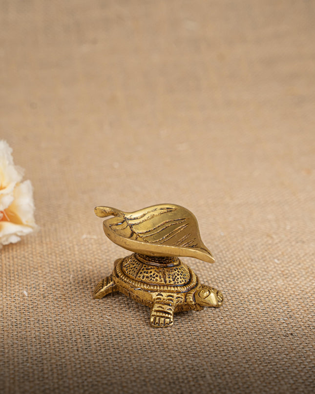 Brass Tortoise Leaf Shape Diya - WL2787