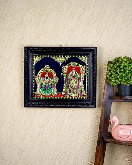 Tanjore Painting - Tirupati Balaji and Padmavathi Thayar - 15x12 inch - WL3000