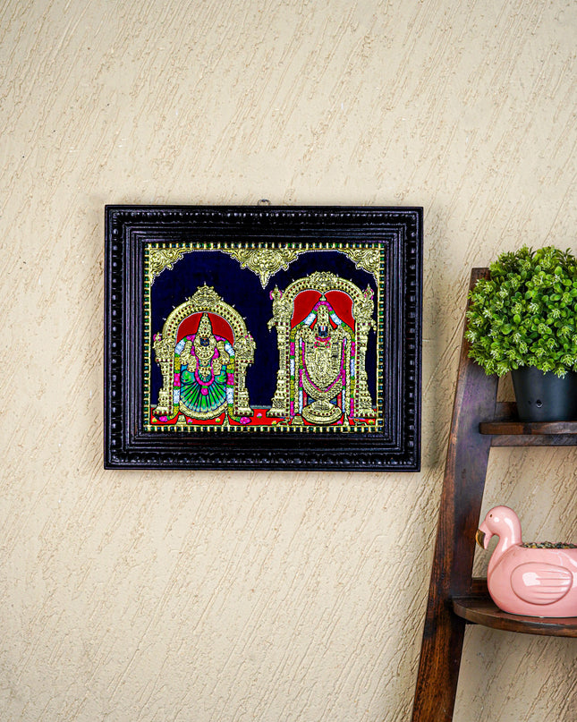 Tanjore Painting - Tirupati Balaji and Padmavathi Thayar - 15x12 inch - WL3000