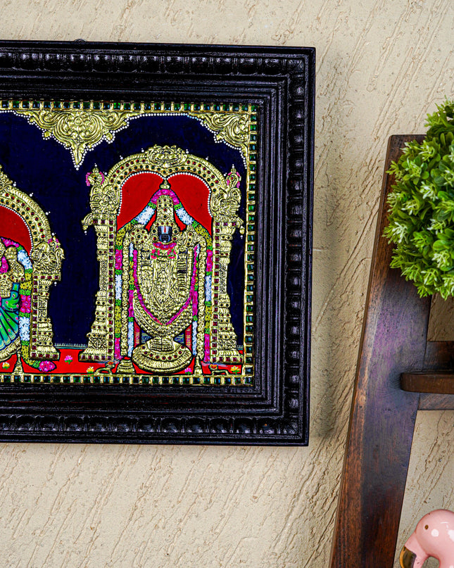 Tanjore Painting - Tirupati Balaji and Padmavathi Thayar - 15x12 inch - WL3000