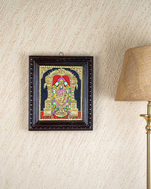 Tanjore Painting - Tirupathi Balaji - Flat (Gold Foil) - 12x10 inch - WL3001