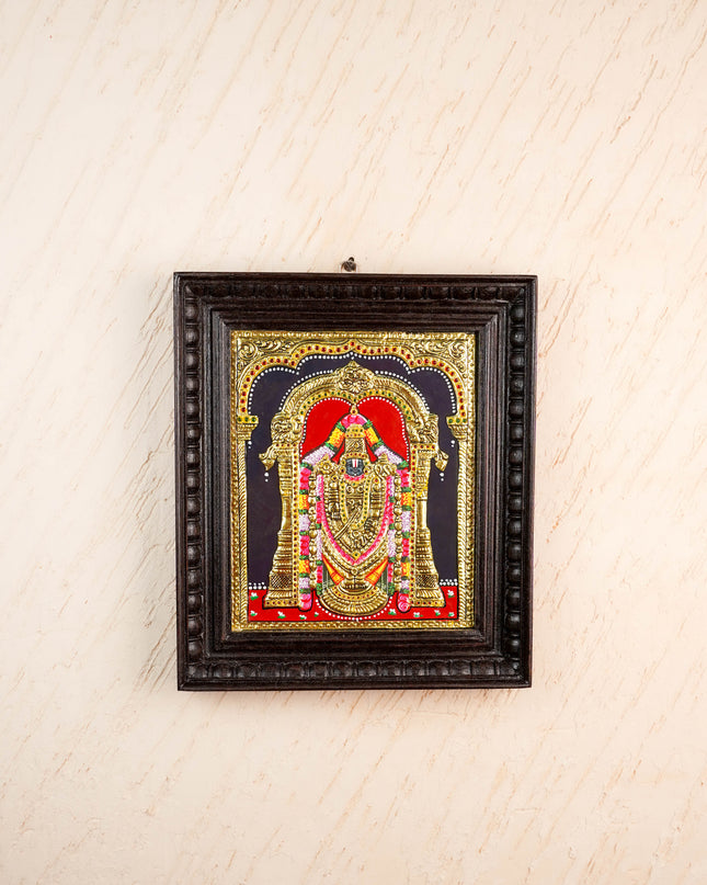 Tanjore Painting - Tirupathi Balaji - Flat (Gold Foil) - 12x10 inch - WL3001