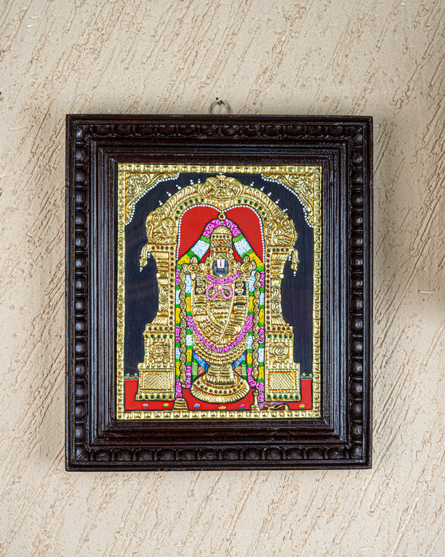 Tanjore Painting - Tirupathi Balaji - Flat (Gold Foil) - 12x10 inch - WL3001