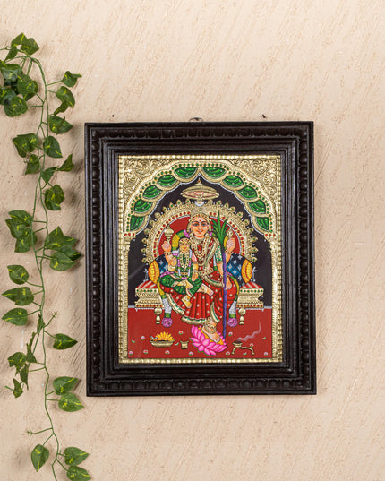 Tanjore Painting - Bala & Lalitha Tripura Sundari - Flat (Gold Foil) - 15x12 inch - WL3056