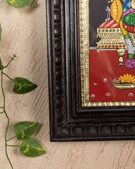 Tanjore Painting - Bala & Lalitha Tripura Sundari - Flat (Gold Foil) - 15x12 inch - WL3056