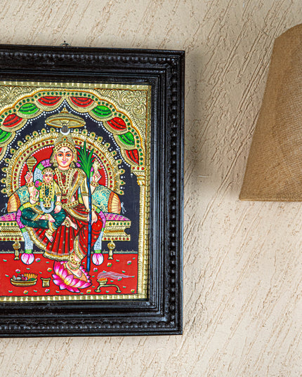 Tanjore Painting - Bala & Lalitha Tripura Sundari - Flat (Gold Foil) - 15x12 inch - WL3056
