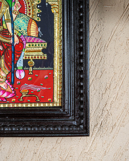 Tanjore Painting - Bala & Lalitha Tripura Sundari - Flat (Gold Foil) - 15x12 inch - WL3056
