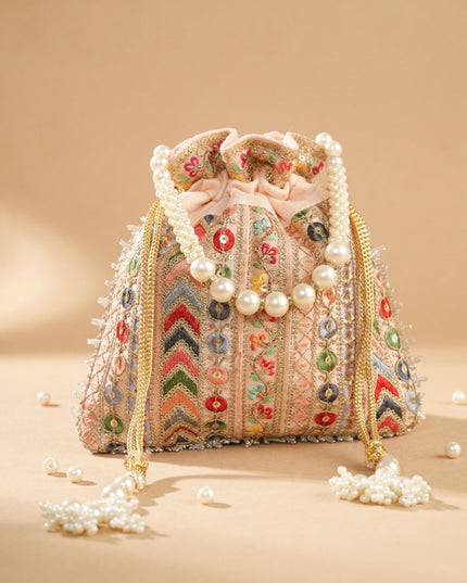Multi Coloured Chamki Work Potli Bag - WL3144