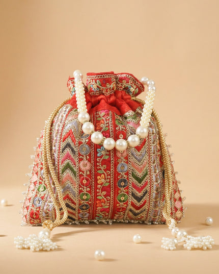 Multi Coloured Chamki Work Potli Bag - WL3144