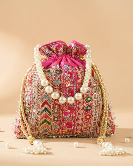 Multi Coloured Chamki Work Potli Bag - WL3144