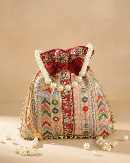 Multi Coloured Chamki Work Potli Bag - WL3144