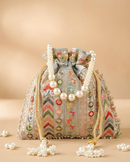 Multi Coloured Chamki Work Potli Bag - WL3144
