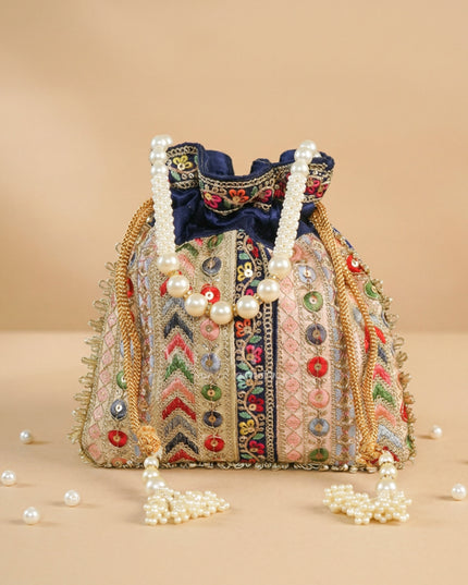 Multi Coloured Chamki Work Potli Bag - WL3144