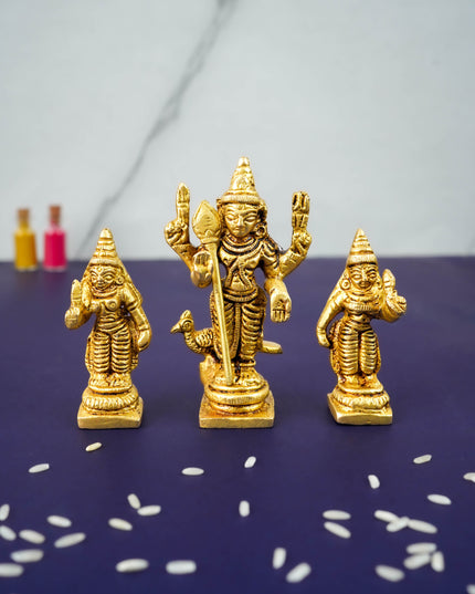 Brass Murugan Valli Deivanai Idols - Set of 3 - WL3191