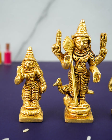 Brass Murugan Valli Deivanai Idols - Set of 3 - WL3191