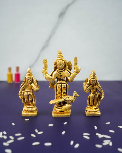 Brass Murugan Valli Deivanai Idols - Set of 3 - WL3191