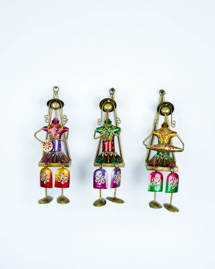 Handpainted Rajasthani Metal Musician Dolls - Set of 3 - WL3263