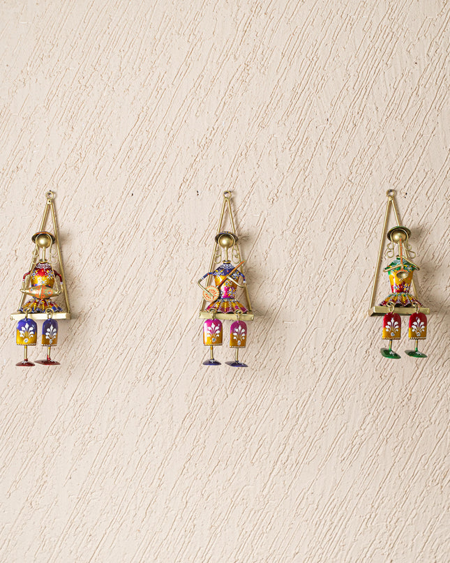 Handpainted Rajasthani Metal Musician Dolls - Set of 3 - WL3263