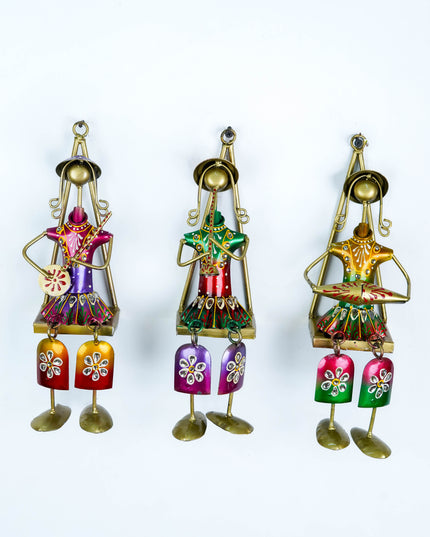 Handpainted Rajasthani Metal Musician Dolls - Set of 3 - WL3263