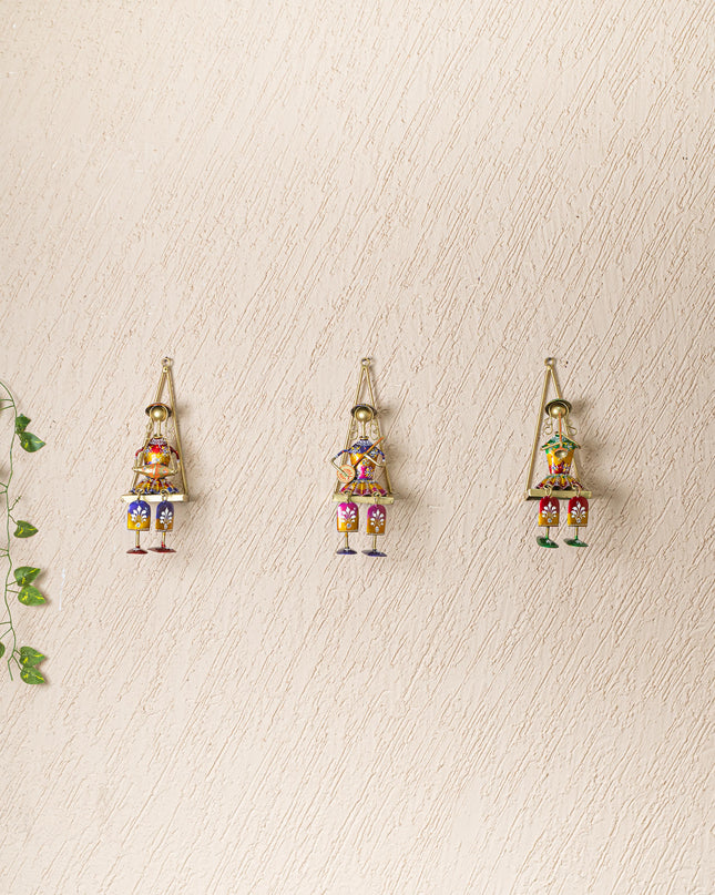 Handpainted Rajasthani Metal Musician Dolls - Set of 3 - WL3263